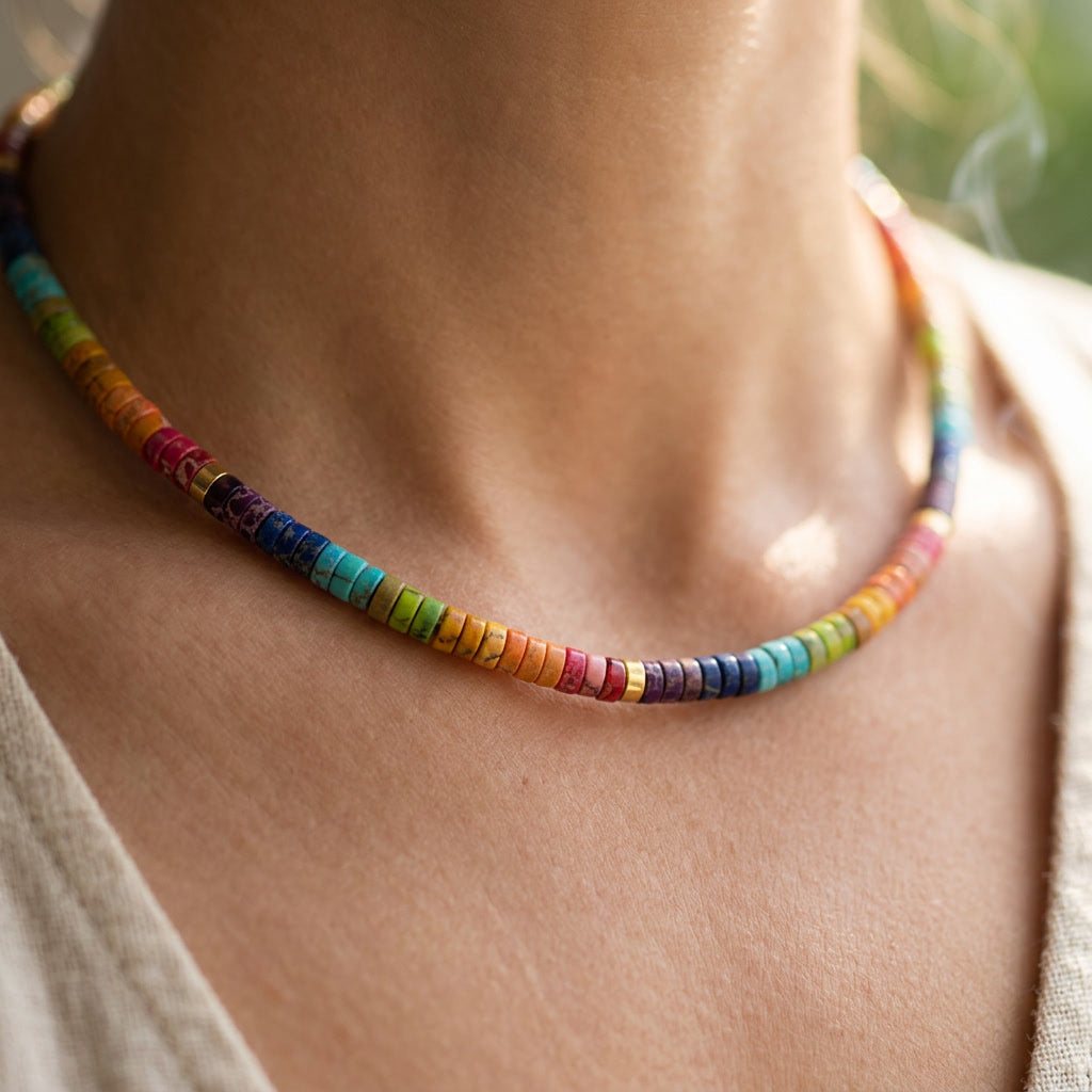Natural jasper 7 Chakra necklace