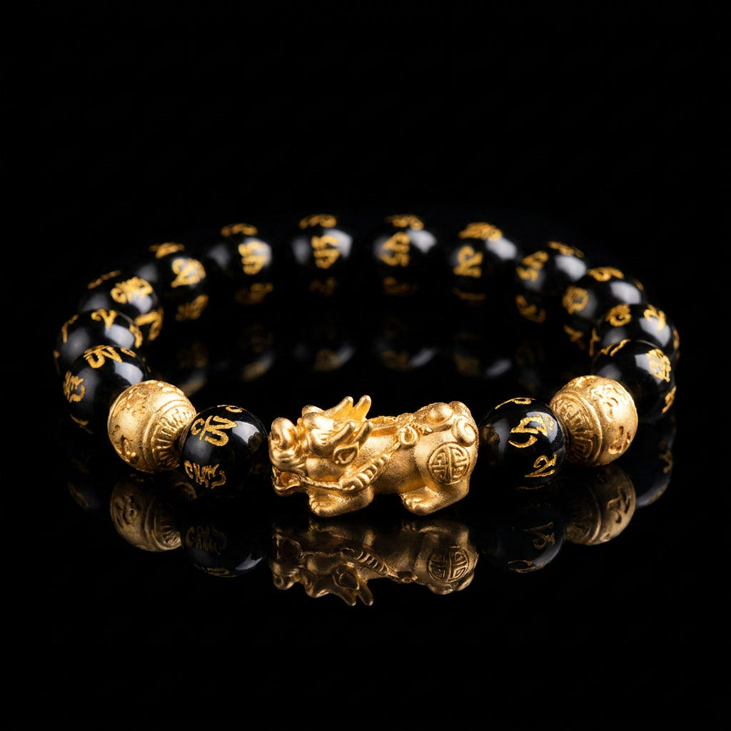 Feng Shui Pixiu Black Obsidian Bracelet