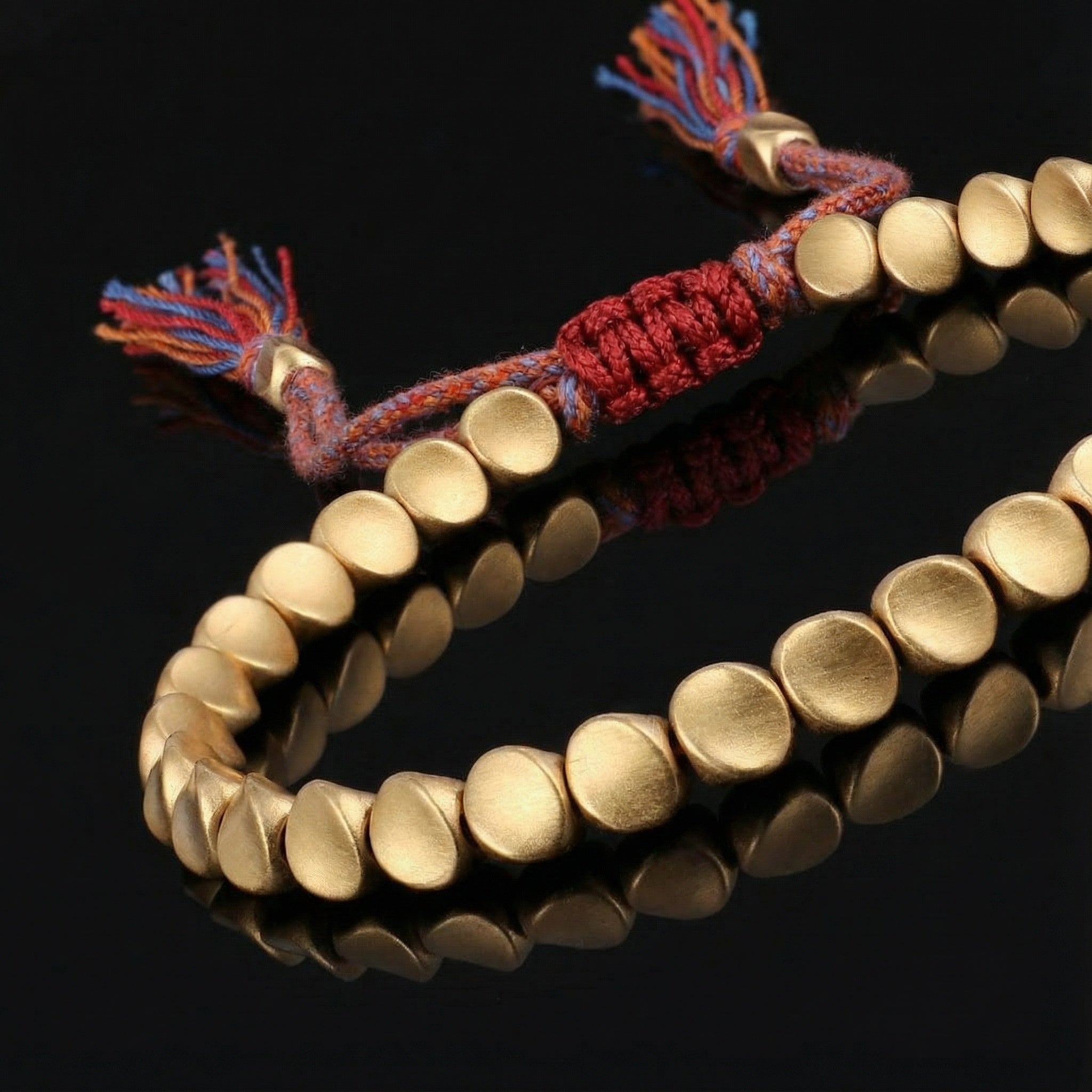 Tibetan copper luck bracelet worn on wrist