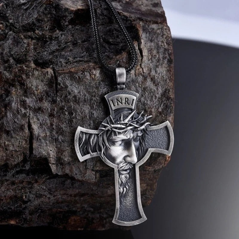 Jesus With Thron Crown Cross - Necklace