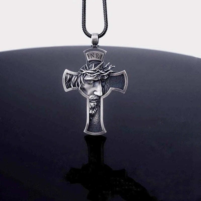 Jesus With Thron Crown Cross - Necklace