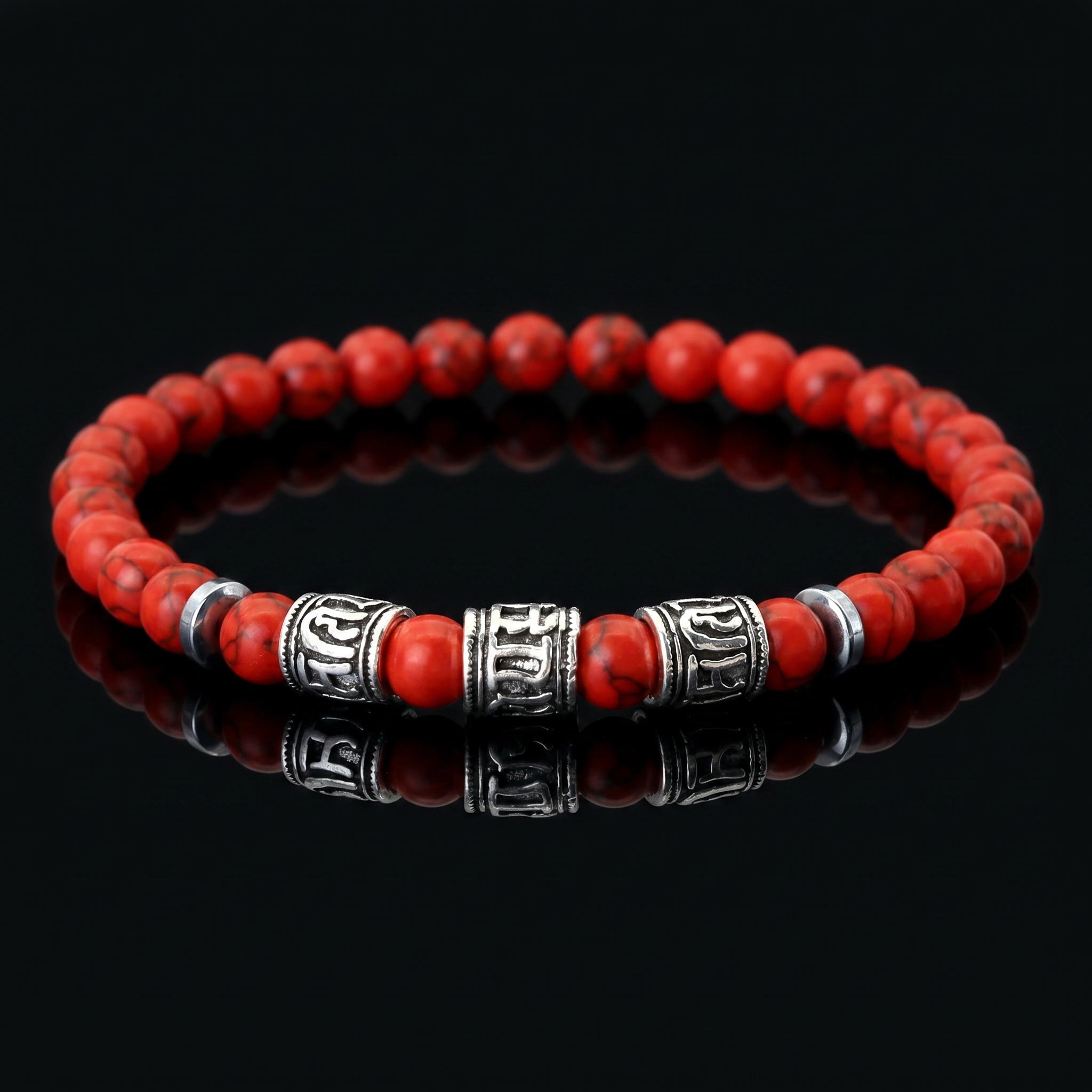 Tibetan Gemstone Power Bracelet in red howlite